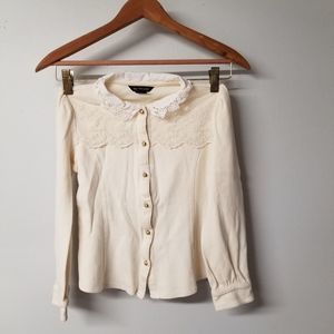 E-land kids 140/64 cream peterman cardigan top